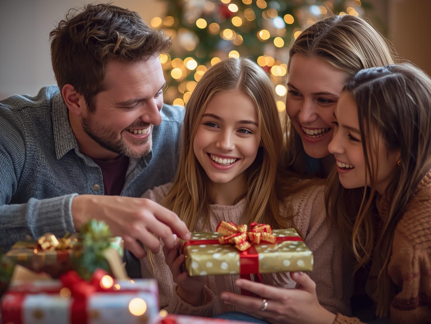 Familie freut sich über ein Geschenk