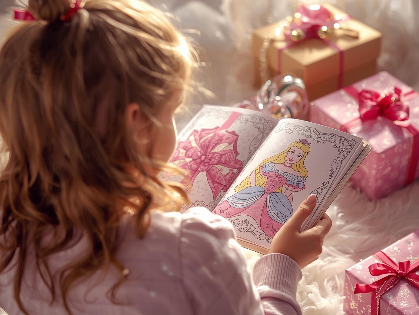 Kind mit Rätselbuch und Schatztruhe